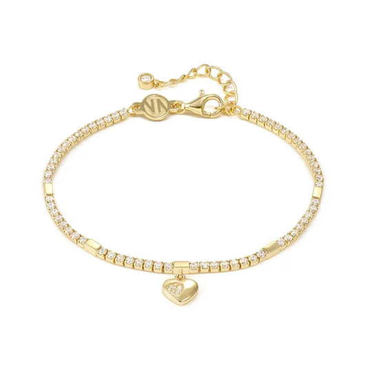 Nomination Petit Sparkle Sterling Silver With Gold Plating Tennis Bracelet With CZ And Heart 242302/006