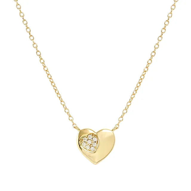 Nomination Petit Sparkle Sterling Silver with Gold Plating Necklace With Cubic Zirconia And Heart Pendant 242303/006
