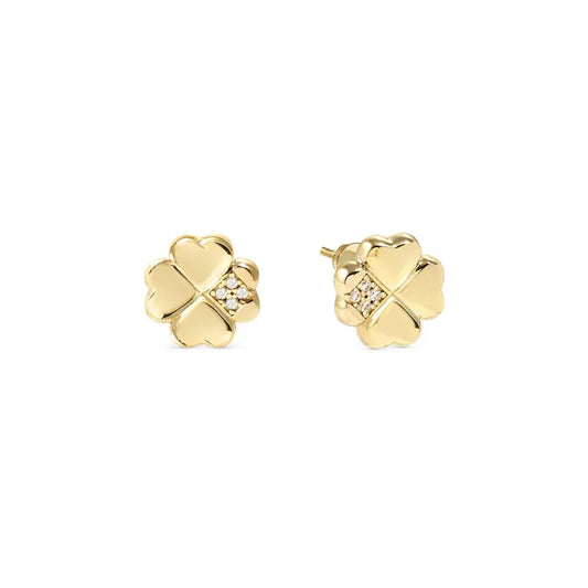 Nomination Petit Sparkle Sterling Silver With Gold Plating With Cubic Zirconia And Four Leaf Clover Earrings 242304/003