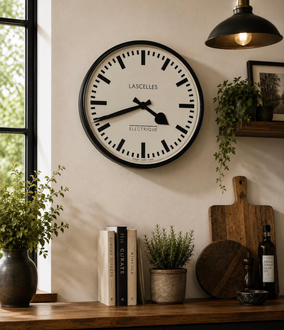 Acctim Clocks Lascelles Black Round Quartz Wall Clock 45cm/Retro/Black