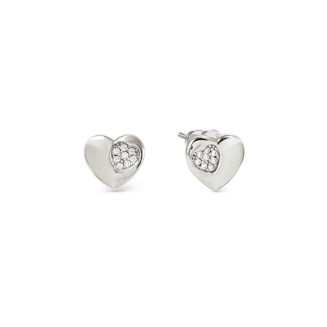 Nomination Petit Sparkle Sterling Silver With Cubic Zirconia Heart Earrings 242304/004
