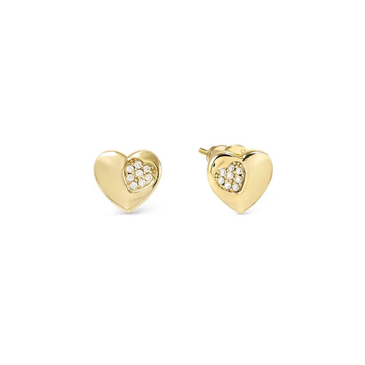 Nomination Petit Sparkle Sterling Silver With Gold Plating With Cubic Zirconia Heart Earrings 242304/006