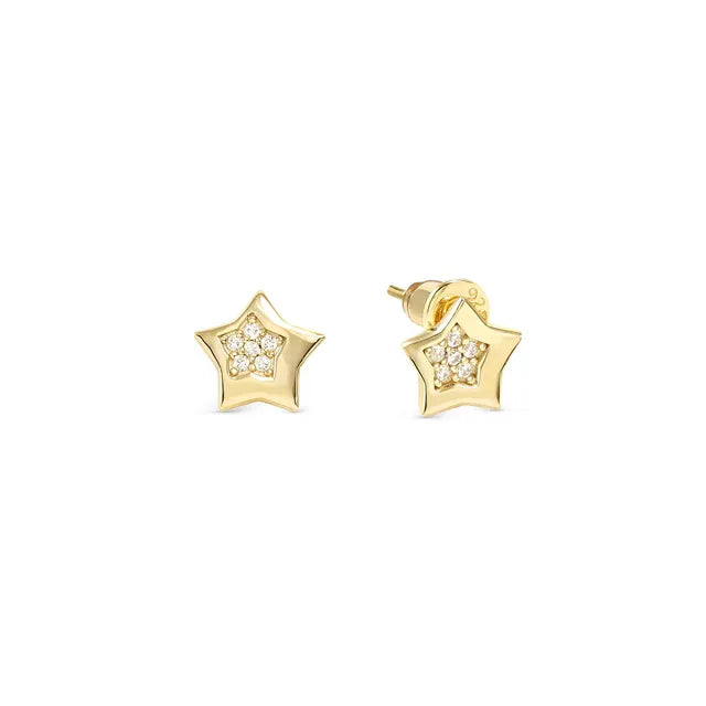 Nomination Petit Sparkle Sterling Silver With Gold Plating With Cubic Zirconia Star Earrings 242304/009