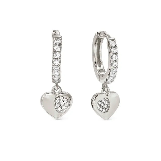 Nomination Petit Sparkle Sterling Silver With Cubic Zirconia Heart  Hoop Earrings 242305/004