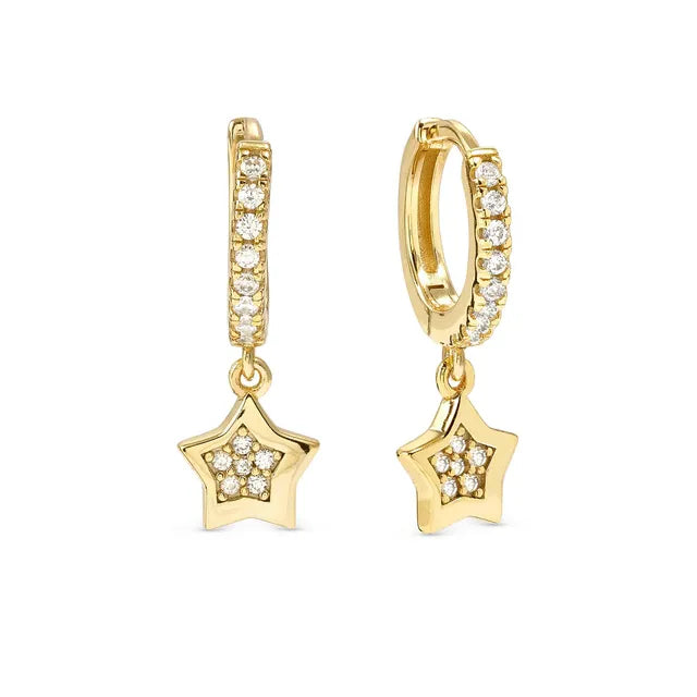 Nomination Petit Sparkle Sterling Silver With Gold Plating Cubic Zirconia Star Hoop Earrings 242305/009