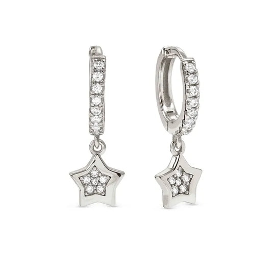 Nomination Petit Sparkle Sterling Silver With Cubic Zirconia Star Hoop Earrings 242305/007