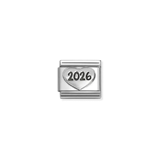 Nomination Stainless steel Composable Classic Link Silver With Black Engraving 2026 And Heart 330101/97