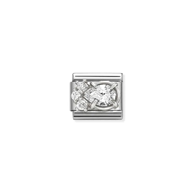 Nomination Stainless steel Composable Classic Link Silver With White Cubic Zirconia Drop 330329/01