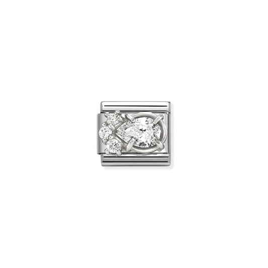Nomination Stainless steel Composable Classic Link Silver With White Cubic Zirconia Drop 330329/01