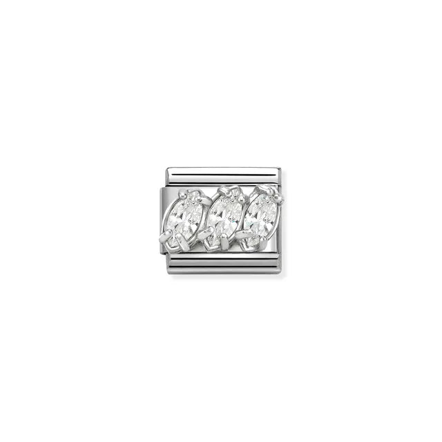 Nomination Stainless steel Composable Classic Link Silver Triple White Cubic Zirconia 330329/05