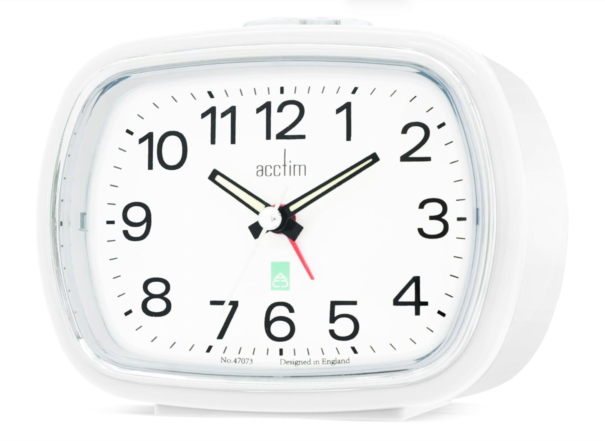 Acctim Camille White Analogue Alarm Clock Quartz Luminous Hands Chrome Bezel