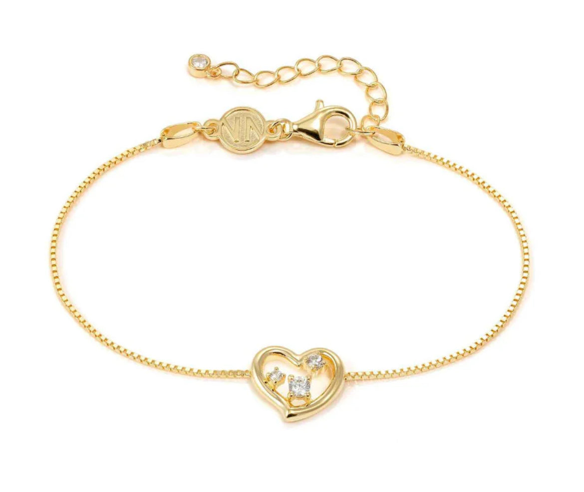 Nomination Silver With Gold Plating Dreams Beats Cubic Zirconia Heart Bracelet