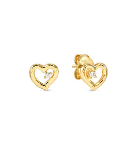 Nomination Silver With Gold Plating Dreams Beats Cubic Zirconia Heart Earrings 242603/006
