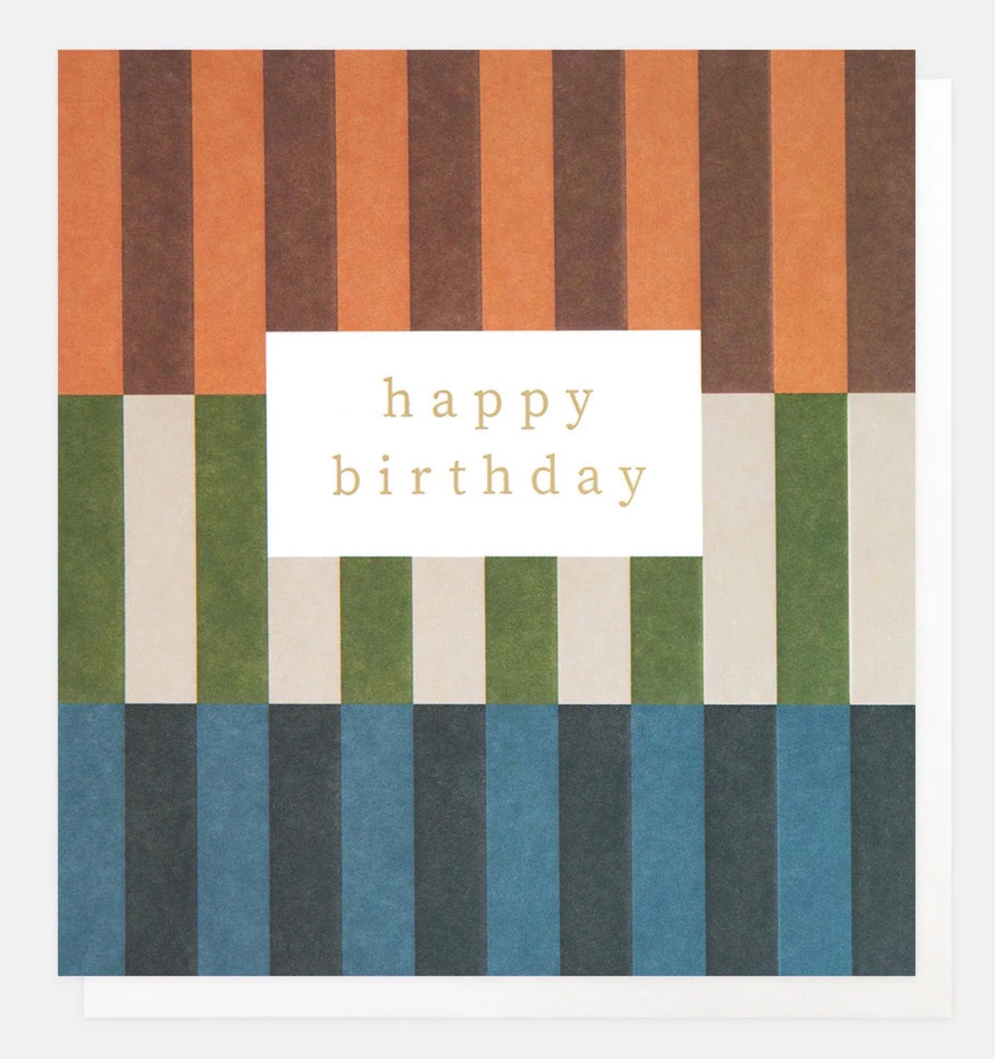 Caroline Gardner Happy Birthday Orange Green Blue Multi Stripe Card