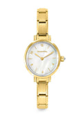 Nomination Silver and White Oval Gold Steel Strap Mother of Pearl Paris Watch 076041/008