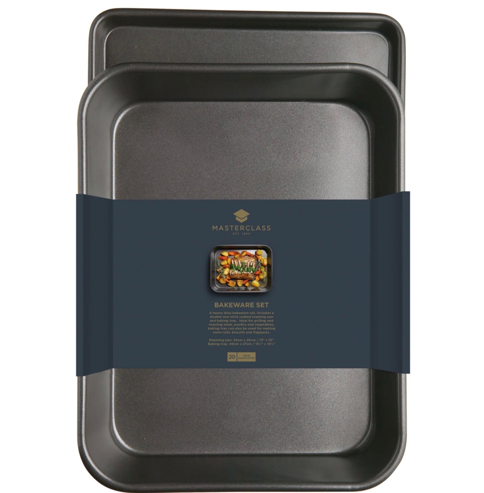 MasterClass Twin Pack Non-Stick Roasting Pan and Oven Tray