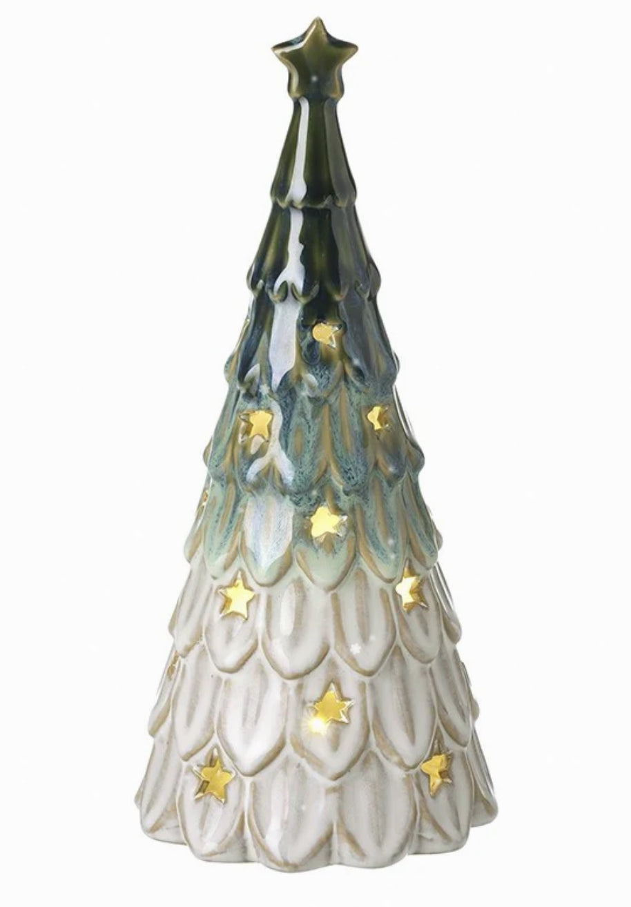 Heaven Sends Green And White Ceramic Light Up Tree