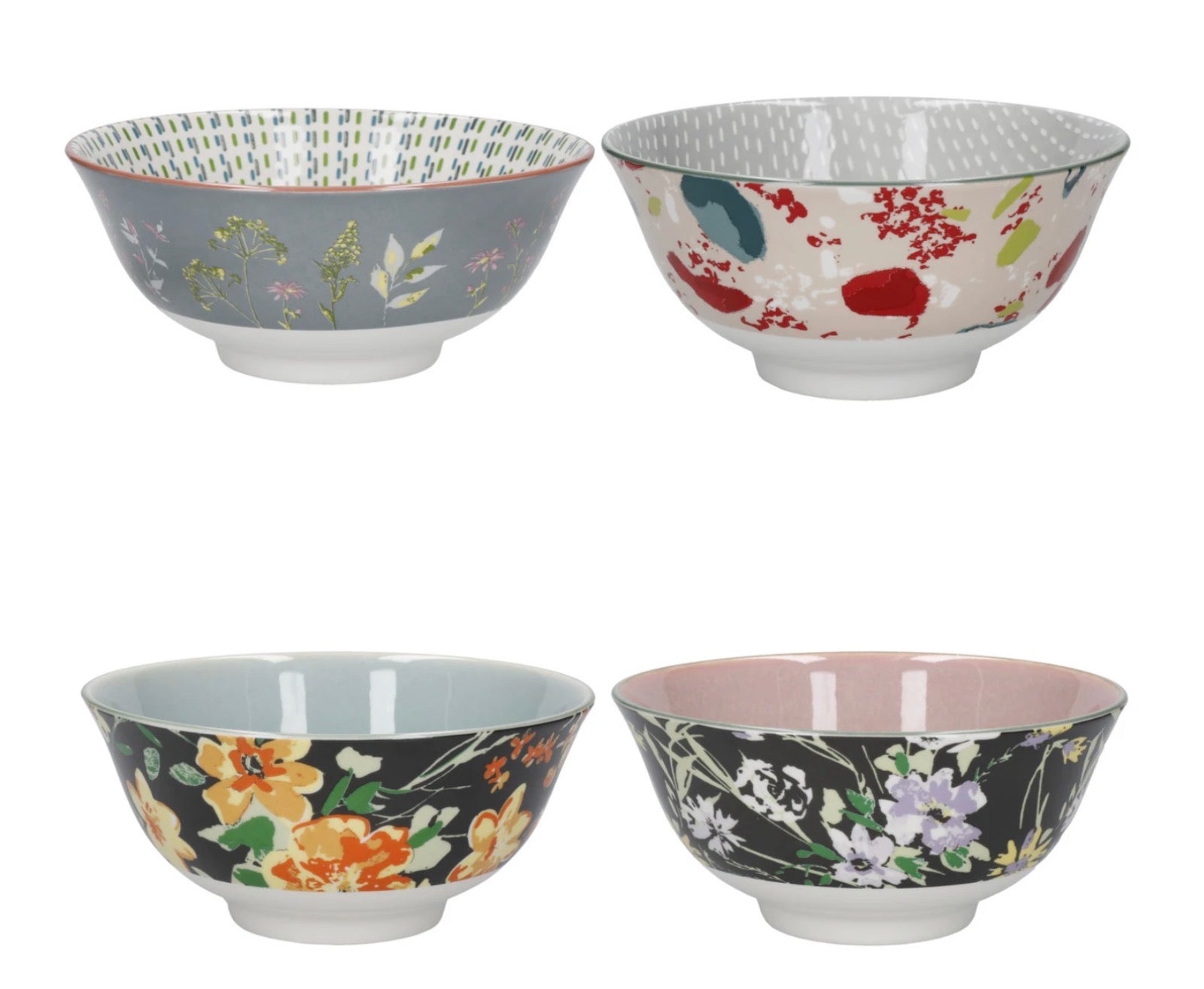 KitchenCraft Bowls Set of 4 Floral Design