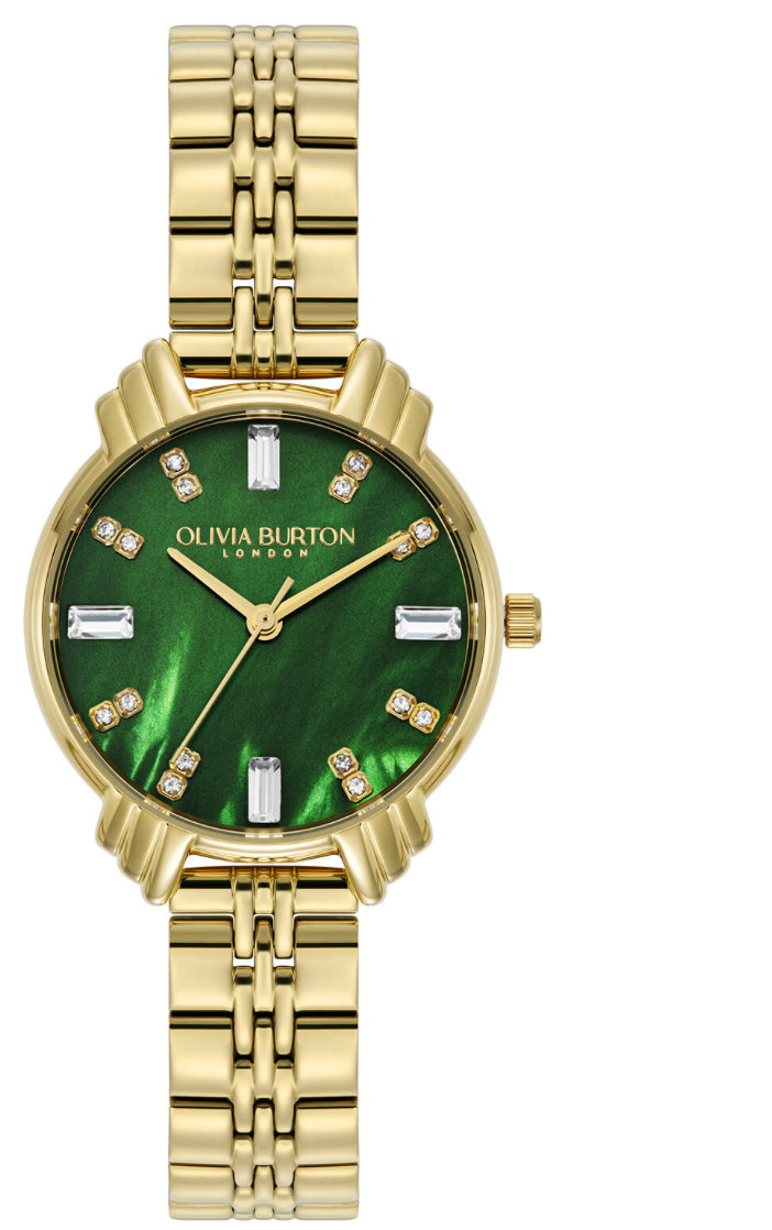 Olivia Burton Classic 30mm Emerald & Gold Bracelet Watch