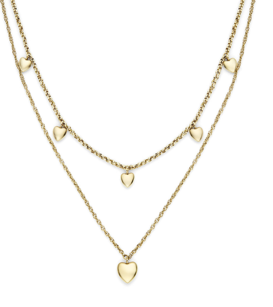 Olivia Burton Classic Mini Heart Gold Plated Double Chain Necklace