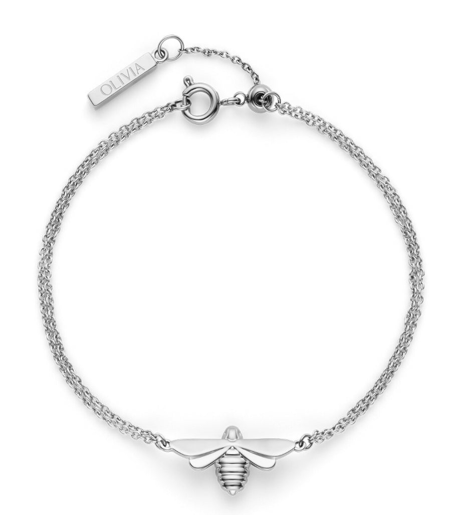 Olivia Burton Signature Honey Bee Silver Tone Bracelet