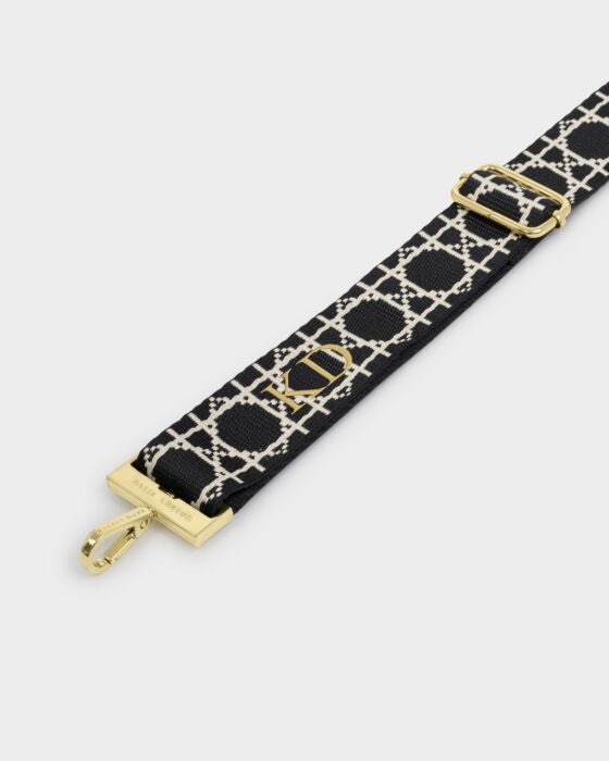Katie Loxton Geometric Canvas Bag Strap Black