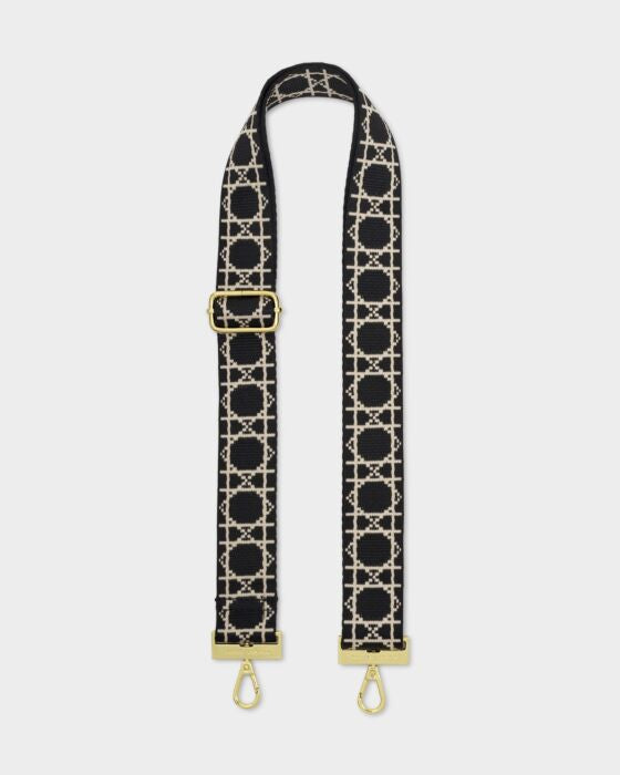 Katie Loxton Geometric Canvas Bag Strap Black