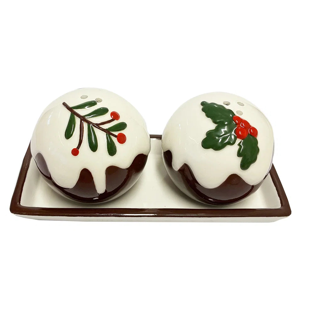 Eddingtons Christmas Pudding Salt and Pepper Shaker Set