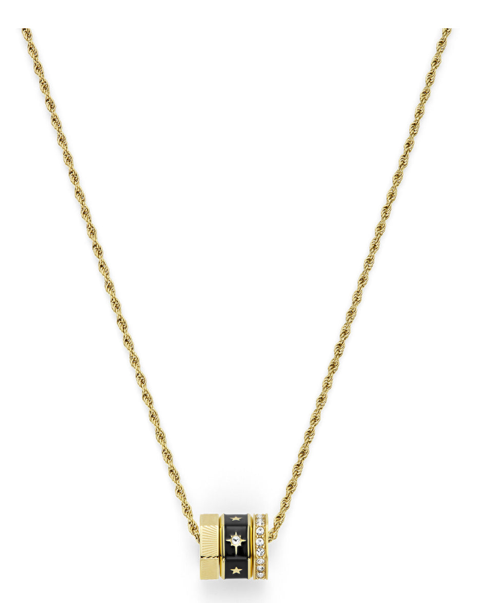 Olivia Burton Signature Black & Gold Plated Bead Charm Necklace