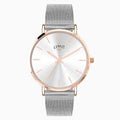 Limit Ladies Watch Rose Gold Case and Stainless Steel Mesh Bracelet with Grey Dial