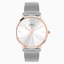 Limit Ladies Watch Rose Gold Case and Stainless Steel Mesh Bracelet with Grey Dial