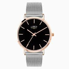 Limit Ladies WatchRose Gold Case and Stainless Steel Mesh Bracelet with Black Dial