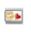 Nomination Stainless steel Composable Classic Link Silver With Gold And Red Enamel Double Heart 030283/32