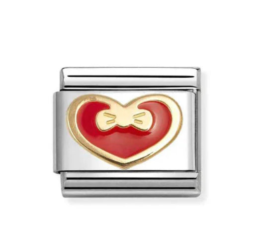 Nomination Stainless steel Composable Classic Link Silver With Gold And Red Enamel Heart With Bow 030283/33
