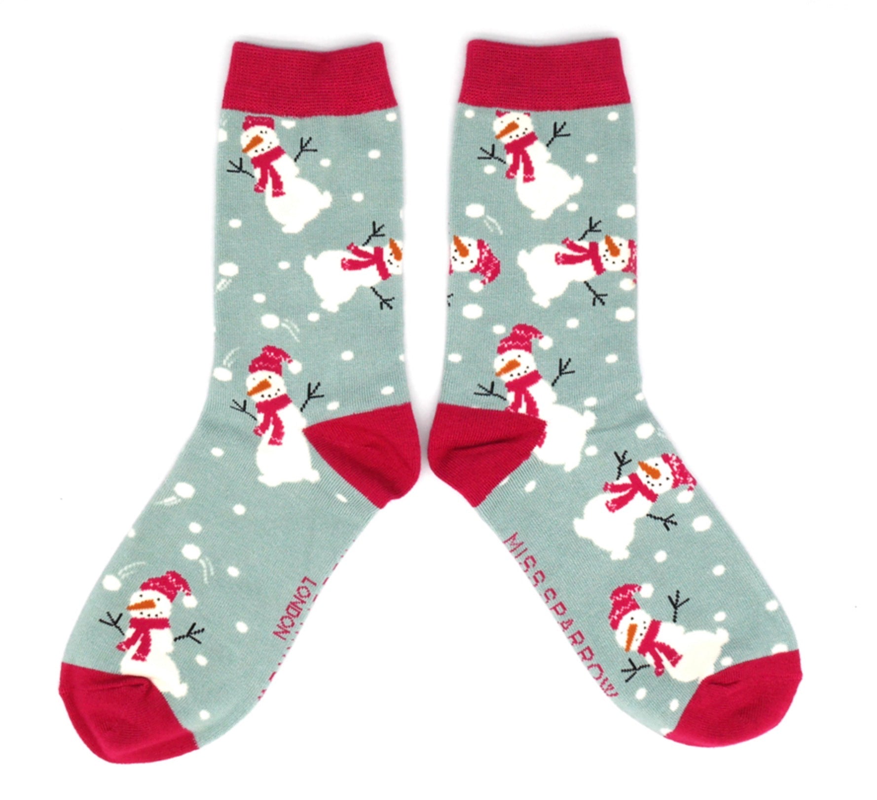 Miss Sparrow Snowmen Socks Duck Egg