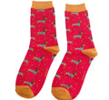 Miss Sparrow Xmas Sausage Dogs Socks Dark Red