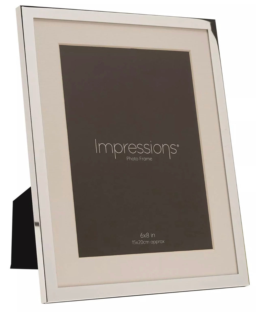 Impressions Silver Plated White Mount Photo Frame 6x8