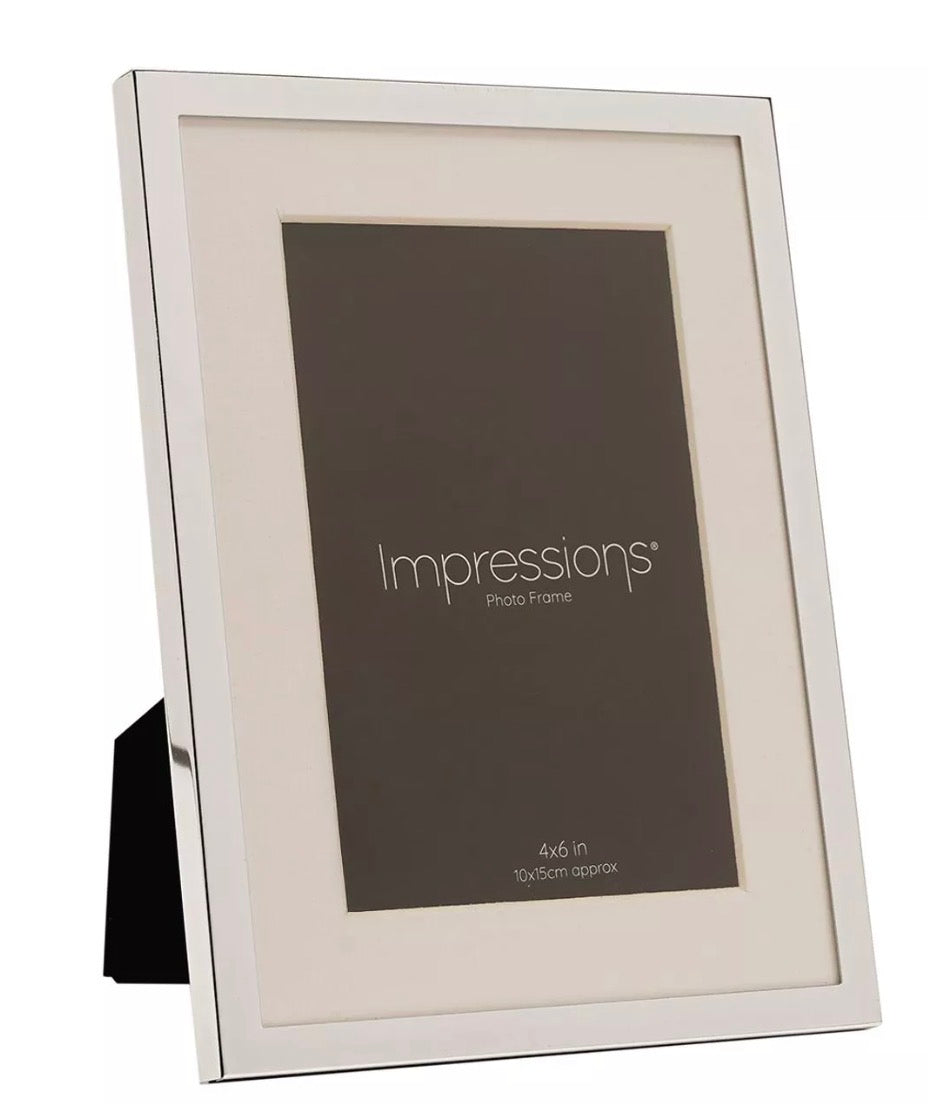 Impressions Silver Plated White Mount Photo Frame 4x6