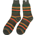 Mr Sparrow Wool Striped Socks Olive