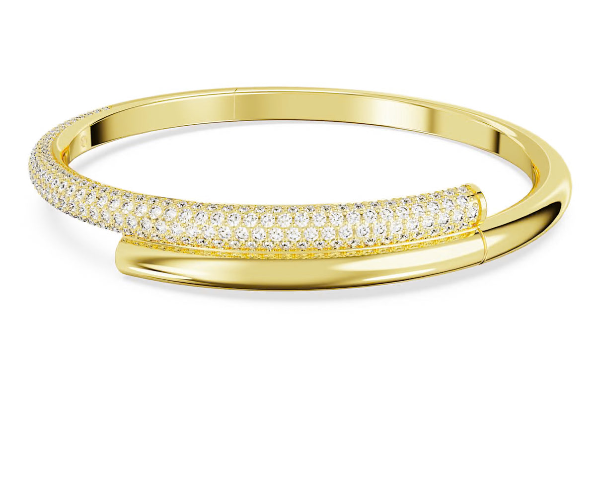 Swarovski Dextera Bangle Magnetic Closure White 18k Gold Plated Medium