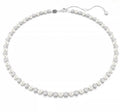 Swarovski Matrix Tennis Necklace Crystal Pearl Round Cut White Rhodium Plated