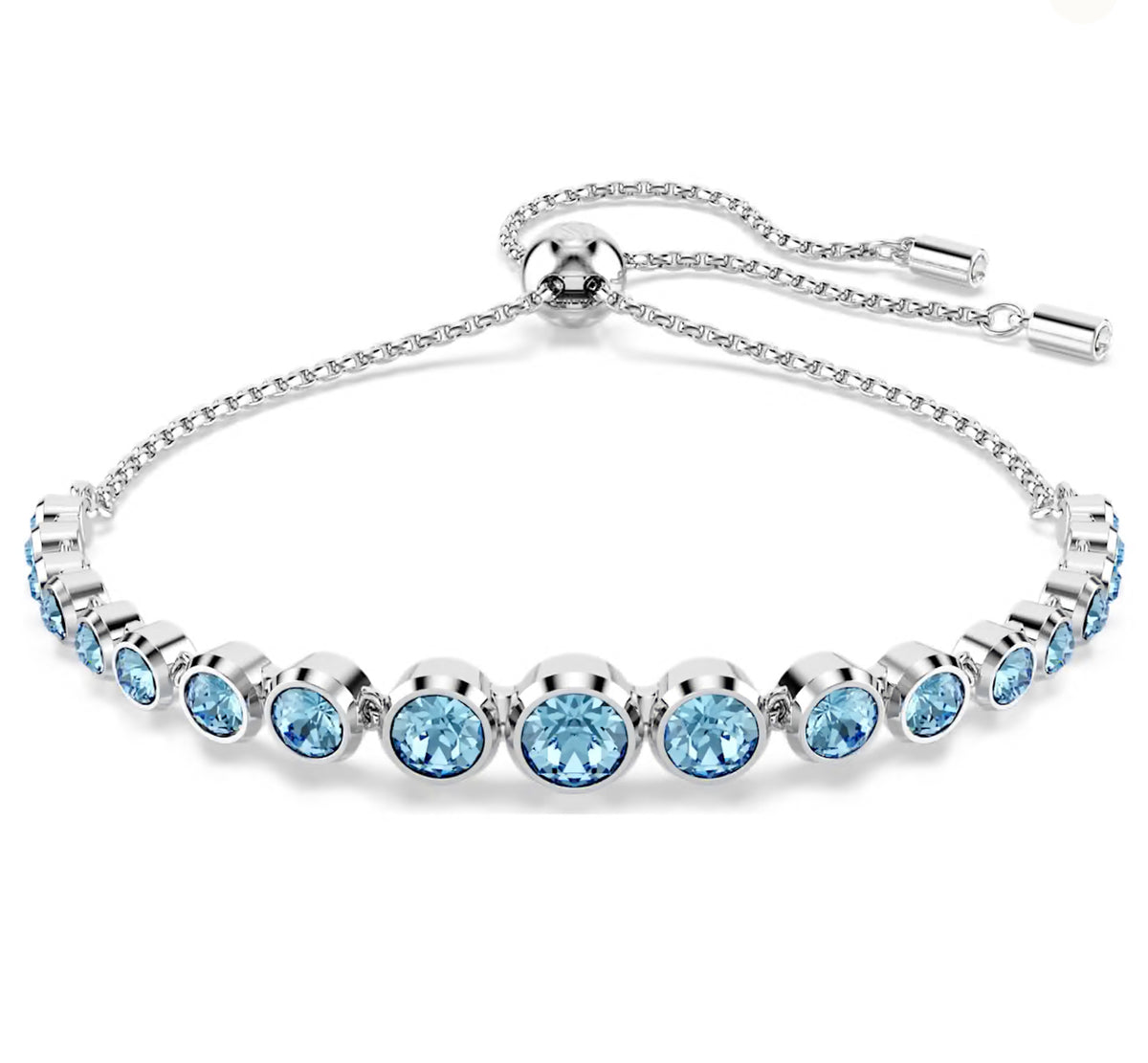 Swarovski Imber Tennis Bracelet Mixed Round Cuts Blue Rhodium Plated