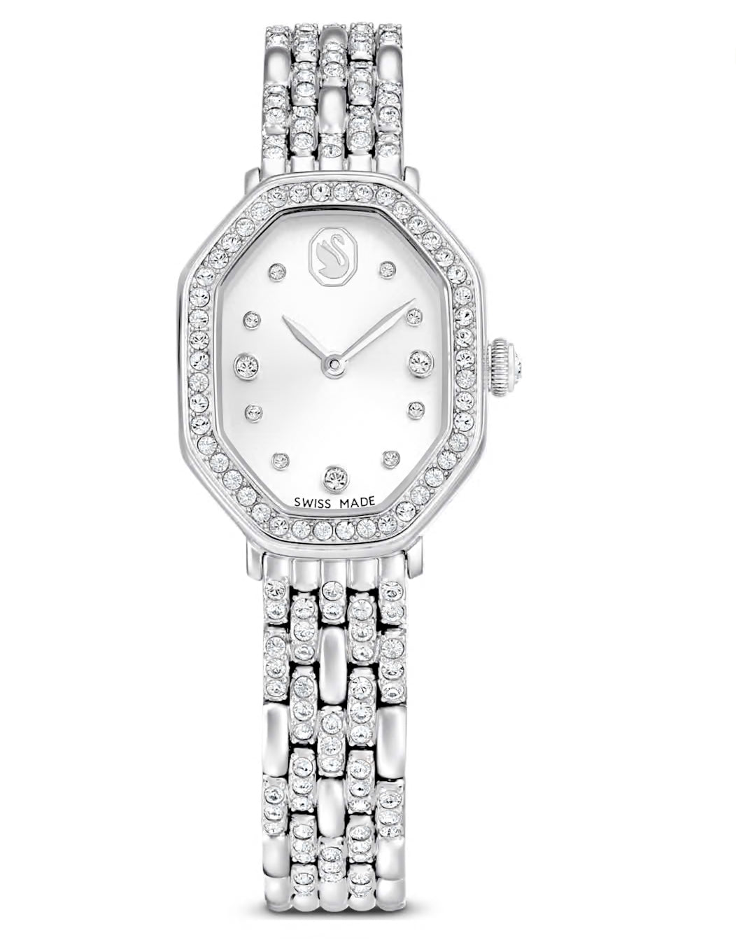 Swarovski Dextera Octagon Watch Swiss Made Metal Bracelet Silver Tone Stainless Steel