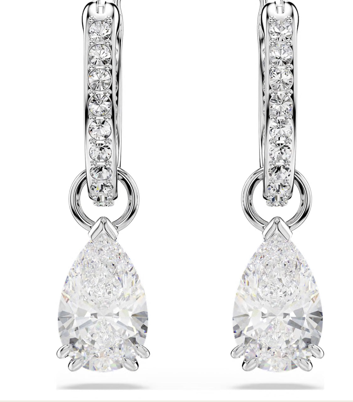 Swarovski Stilla Drop Earrings Pear Cut White Rhodium Plated