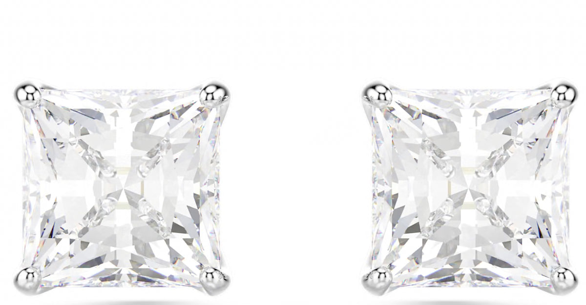 Swarovski Stilla Attract Stud Earrings Square Cut White Rhodium Plated
