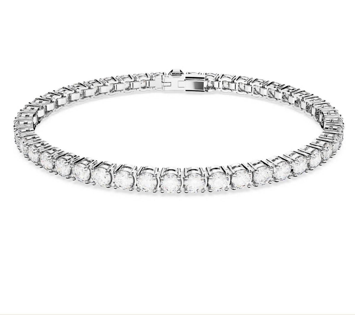 Swarovski Matrix Tennis Bracelet Round Cut White Rhodium Plated