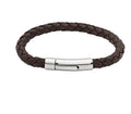 Unique And Co Men’s Antique DarkBrown Leather Bracelet With Stainless Steel Clasp 19cm