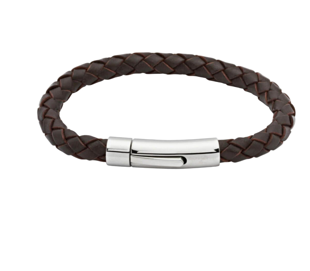 Unique And Co Men’s Antique DarkBrown Leather Bracelet With Stainless Steel Clasp 19cm