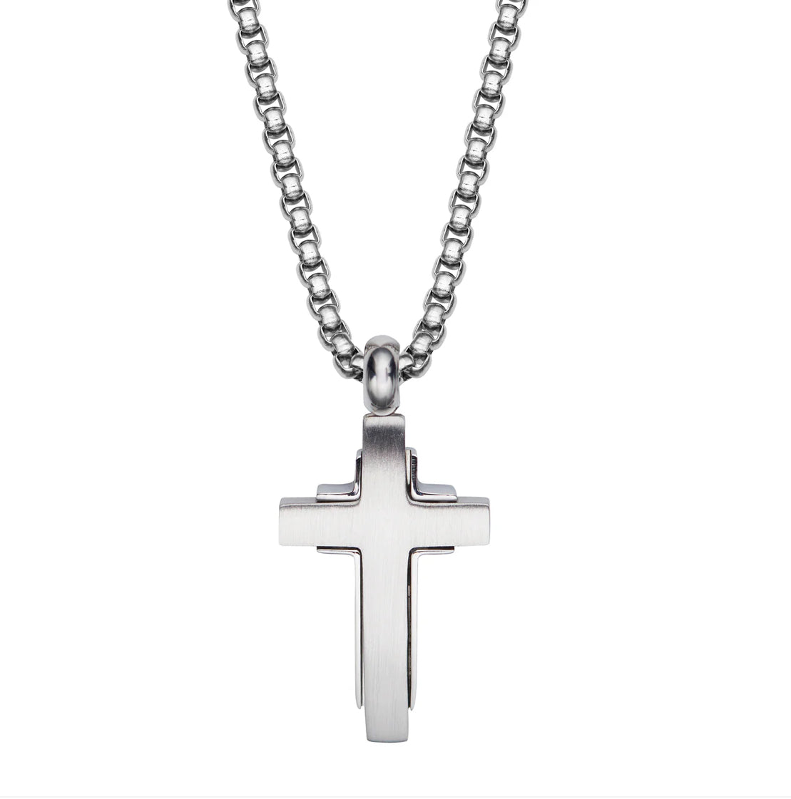Unique And Co Men’s Solid Stainless Steel Cross Necklace