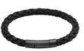 Unique And Co Men’s Black Leather Bracelet with Matte Black Clasp 21cm